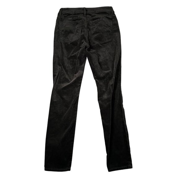 LOFT Womens 2/26 Black Mid Rise Velvet Flat Front Curvy Skinny Pants Pockets - Picture 11 of 13